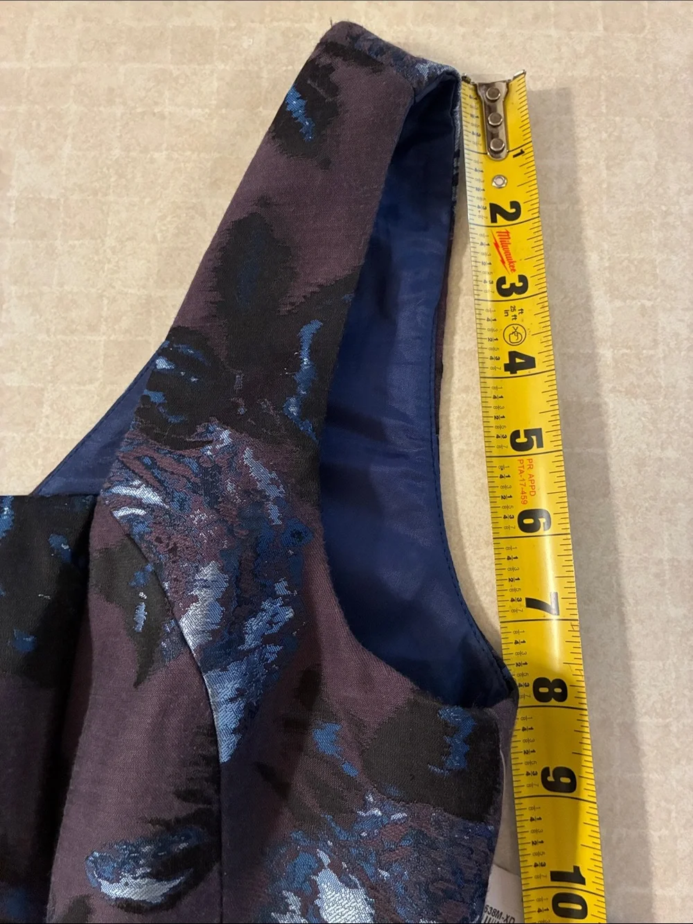 Muse Floral Jacquard Charcoal Grey/Blue/Black Dress - Picture 9 of 14